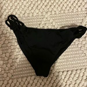 Frankie’s bikinis cheeky black braided bottoms